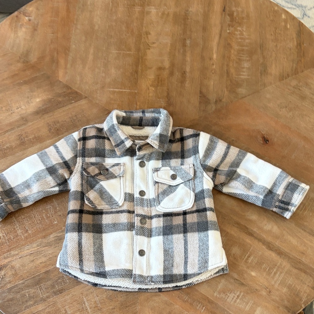 GAP Beige, Gray & Cream Plaid Kids Jacket